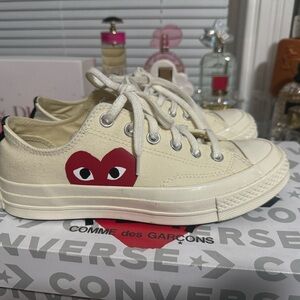 Comme des Garcons Cream and Red Sneakers